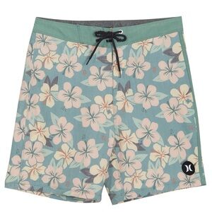Hurley Pink Yellow Green Floral Board Shorts Size 28 Hawaii Beach Coastal Unisex